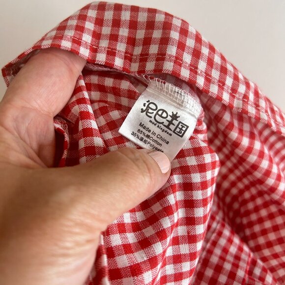 Mud Kingdom Red Gingham Cotton Shirt Girls Size 6/8 (130) Cold‎ Shoulder Buttons - Picture 5 of 5